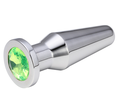 Серебристая втулка с светло-зелёным кристаллом - 10,2 см. (Цвет: салатовый)