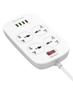LDNIO cетевой фильтр с умной зарядкой, модель SC4407Q, 2 метра, 4 USB, тройник разветвитель с заземлением и выключателем, белый