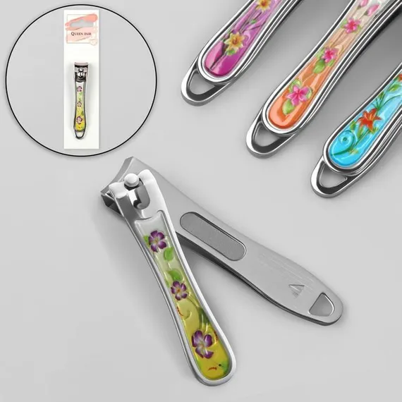 Кусачки-книпсер педикюрные, с пилкой, 8 см, рисунок МИКС