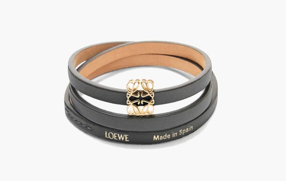 Loewe Anagram Dice Calfskin Leather Twist Bangle &quot;Black&quot;