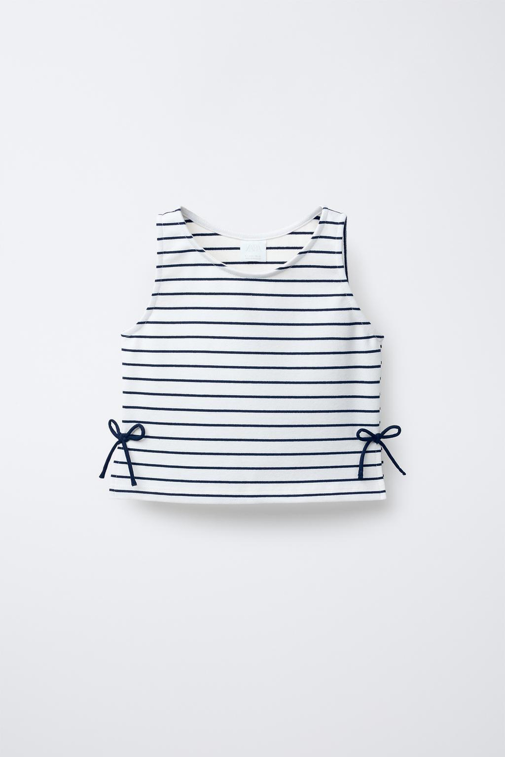 ZARA ТОП В ПОЛОСКУ С БАНТАМИ, МОРСКОЙ СИНИЙ