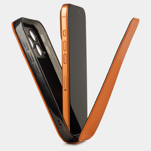 Чехол для iPhone 17 Pro Max - кожа козы, оранжевый