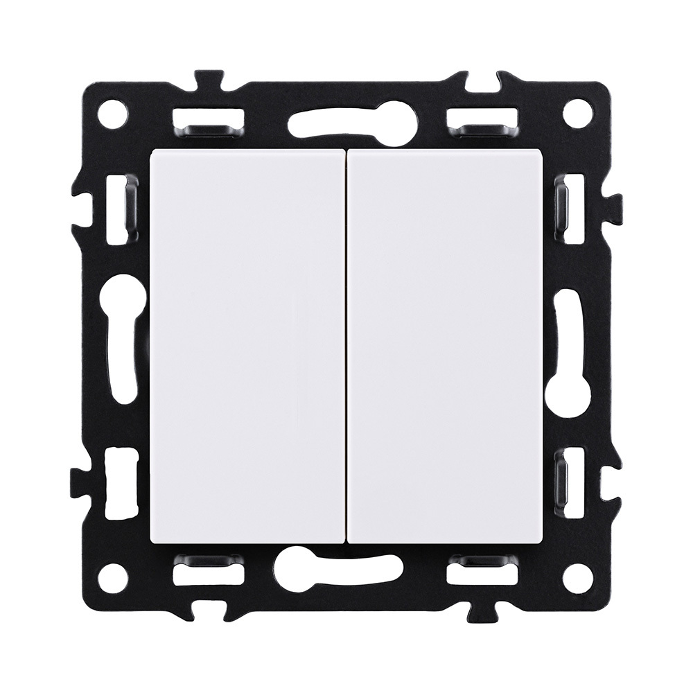 Выключатель кнопочный 2-клавишный 10А/250В, белый Kollinger Asthetik AS-025WH
