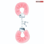 Металлические наручники с мягкой нежно-розовой опушкой (Цвет: нежно-розовый)