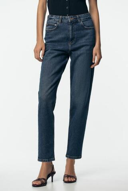 ZARA ДЖИНСЫ MOM FIT COMFORT Z.01 С ВЫСОКОЙ ПОСАДКОЙ, ЗЕЛЕНОВАТО-СИНИЙ
