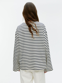 ARKET ФУТБОЛКА С ДЛИННЫМ РУКАВОМ, БЕЛЫЙ/СИНИЙ