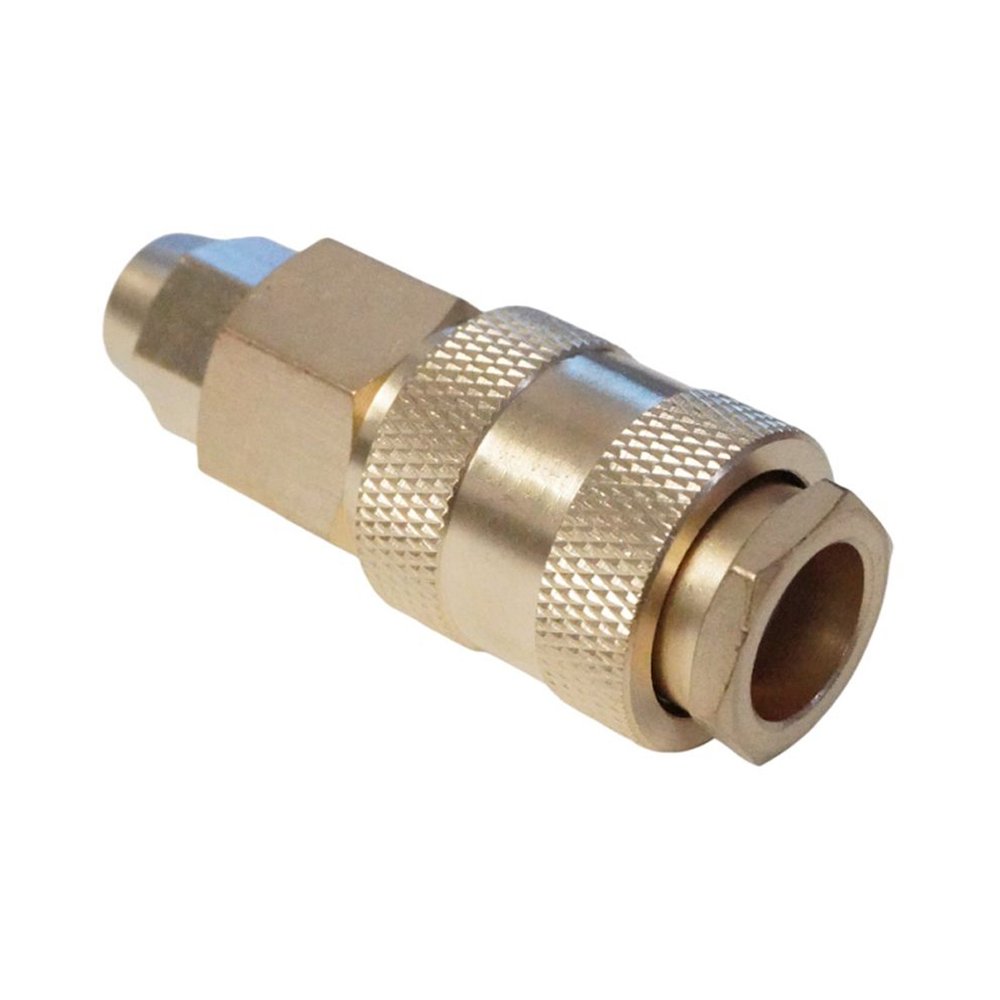 WDK-20SPB Быстроразъемное соединение пневматическое с обжимной гайкой под шланг 5х8 мм, латунь