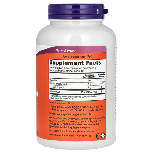 NOW Foods, D-манноза, чистый порошок, 170 г (6 унций)