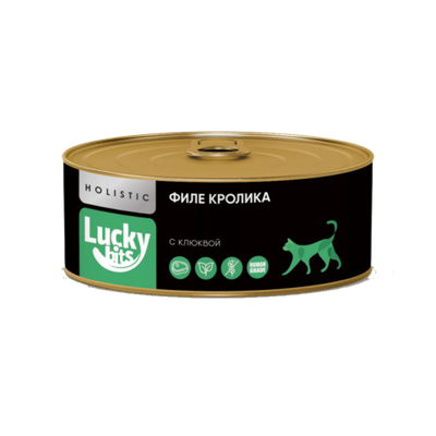 Lucky bits консервы для кошек мясо кролика с клюквой 100гр.