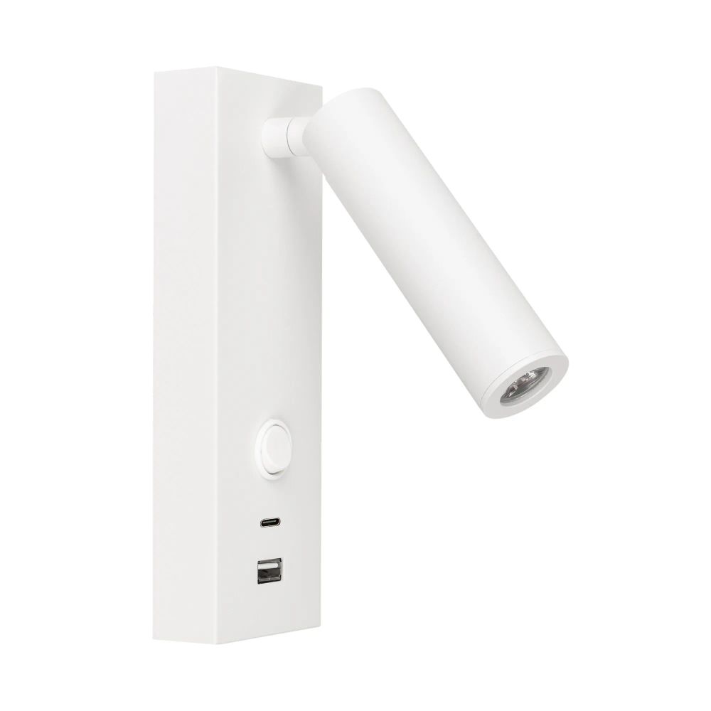 Светильник SP-BED-CHARGE-S60x125-3W Warm3000 (WH, 20 deg, 230V, USB-A, USB-C) (Arlight, IP20 Металл, 3 года) 031394(1)