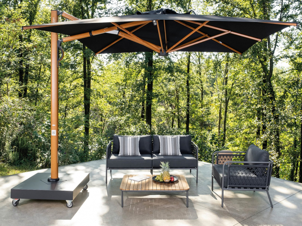 Зонт профессиональный 3.5х3.5 м Scolaro Astro Timber, имитация ироко, черный