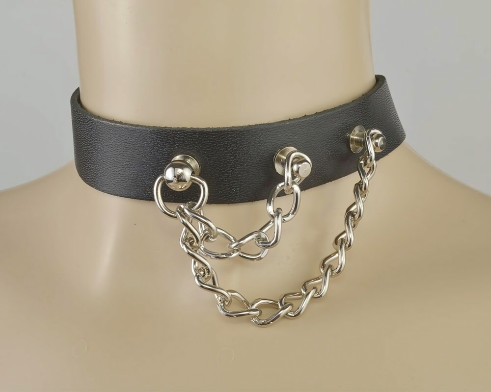 Черный чокер с двумя цепочками (Цвет: черный)