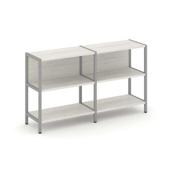 Shelf System Двухсекционный стеллаж двухярусный SN.STM-221 Дуб Наварра/Металл Серый 1590*400*879