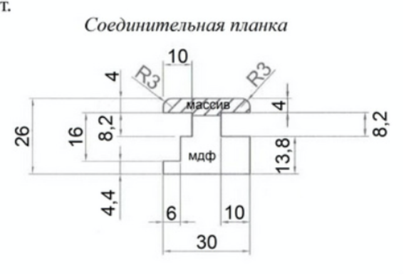 Соединительная планка MDF шпон дуба Viporte