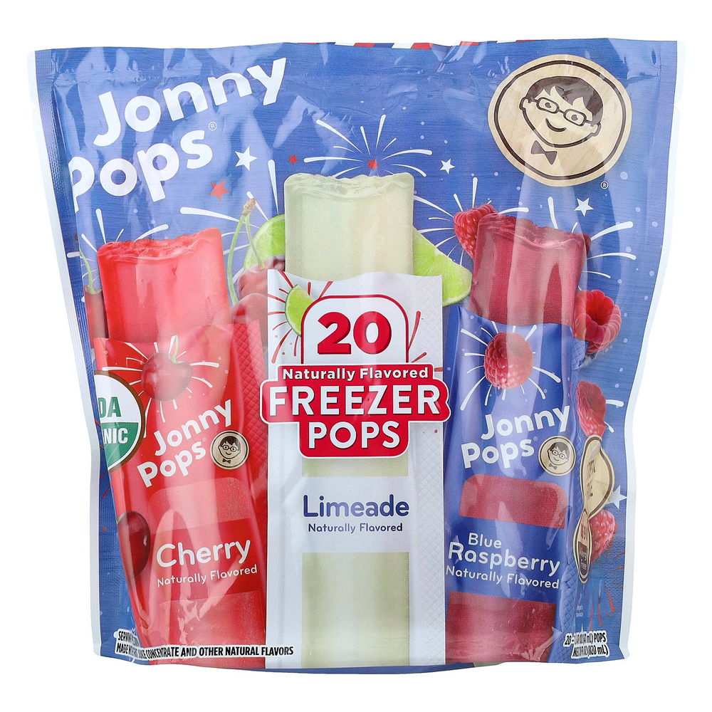 JonnyPops, леденцы для замораживания, лаймад, вишня и голубая малина, 20 леденцов по 41 мл (1,4 жидк. унции)