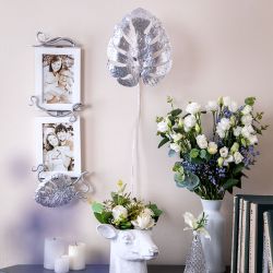 Бра настенный светильник Monstera Deliciosa (Монстера) Античное серебро