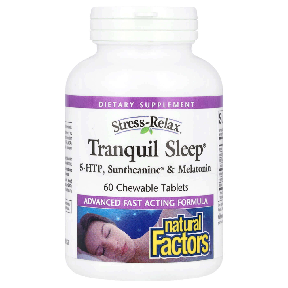 Natural Factors, Stress-Relax®, Tranquil Sleep®, 60 жевательных таблеток