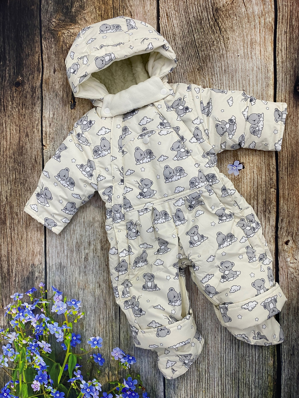 Комбинезон-трасформер детский 2в1 "Мишутка" , модель: 72-18 (Цвет: Песочный, Размер: 80)