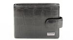Стильный чёрный кожаный кошелёк с зажимом для денег из натуральной кожи под крокодила с карманом для мелочи 063-DC9-16A