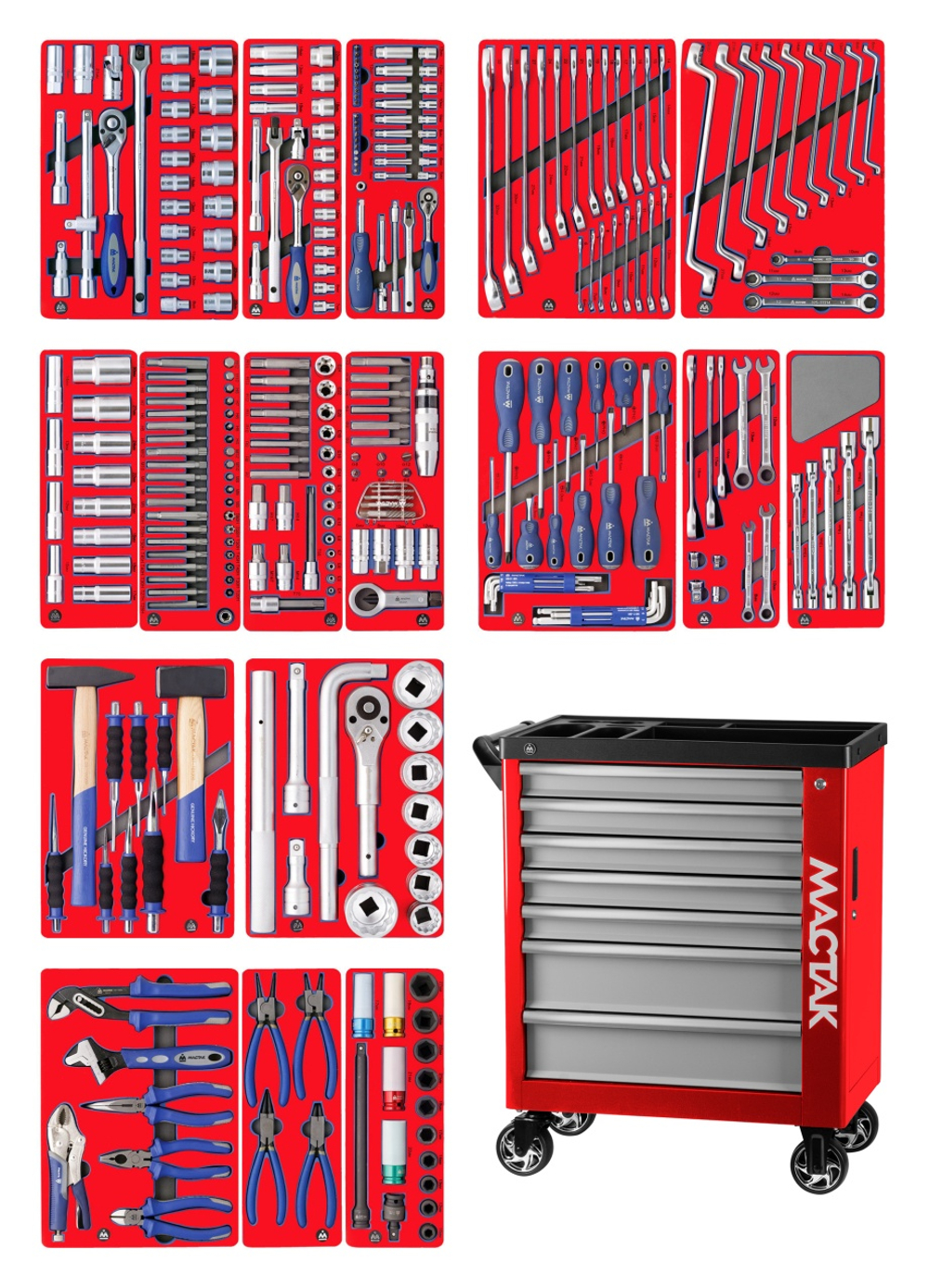 Набор инструментов "ЭКСПЕРТ" в красной тележке, 323 предмета МАСТАК 50-07323R