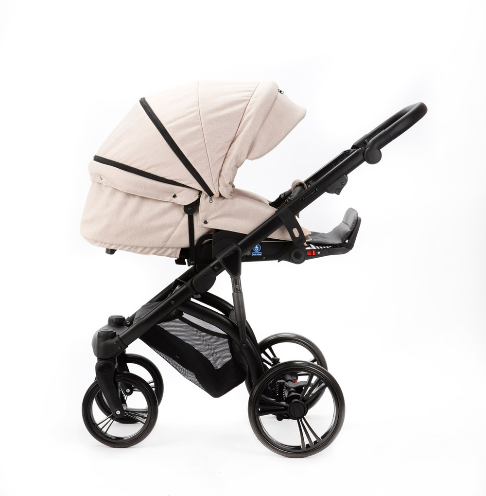 Детская универсальная коляска Adamex LANTI TIP 2 в 1 PS-145 (Светло-бежевая, бежевая экокожа)