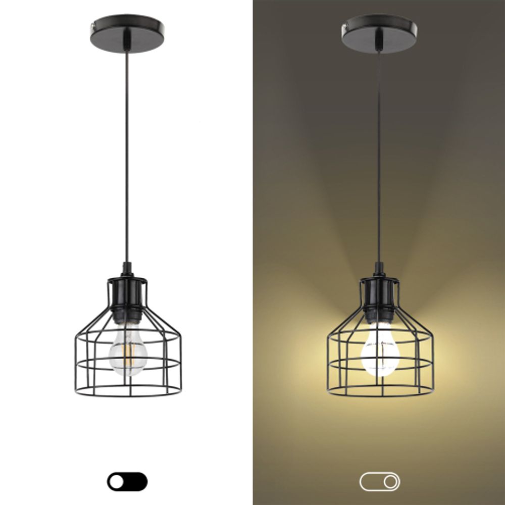 Светильник подвесной (подвес) ЭРА PL9 BK металл, E27, max 60W, высота плафона 230мм, подвеса 800мм, черный