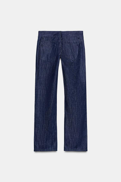 ZARA ДЖИНСЫ TRF ПРЯМОГО КРОЯ С НИЗКОЙ ПОСАДКОЙ, ЧЕРНИЛЬНО-СИНИЙ