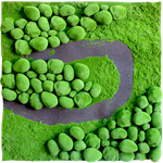 Мох искусственный Дизайн 12 "Камешки", ширина 1м, рулон 1м