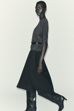 ZARA ЮБКА МИДИ-КЛЁШ, ЧЕРНЫЙ