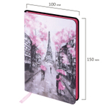Блокнот малый ФОРМАТ (100х150 мм) А6 BRAUBERG VISTA "Paris" под кожу гибкий 80 л. (3 штуки в упаковке)