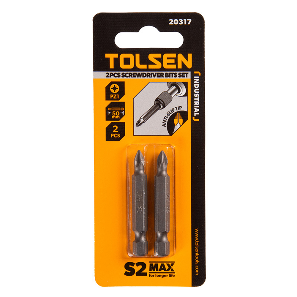 TOLSEN (TT20317) Набор вставок (бит) торцевых 1/4", Pozidriv, PZ1, 50 мм, 2 предмета