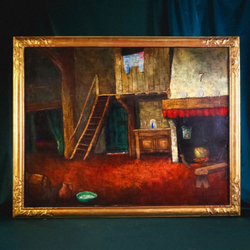 Винтаж: Картина: «Interieur flamand / Фламандский интерьер»