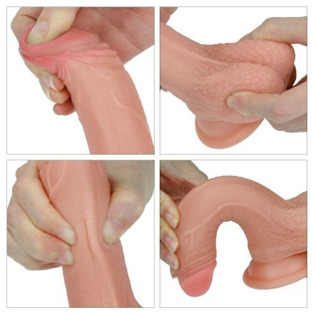 Телесный фаллоимитатор 7’’ Dual layered Platinum Silicone Cock - 18 см. (Цвет: телесный)