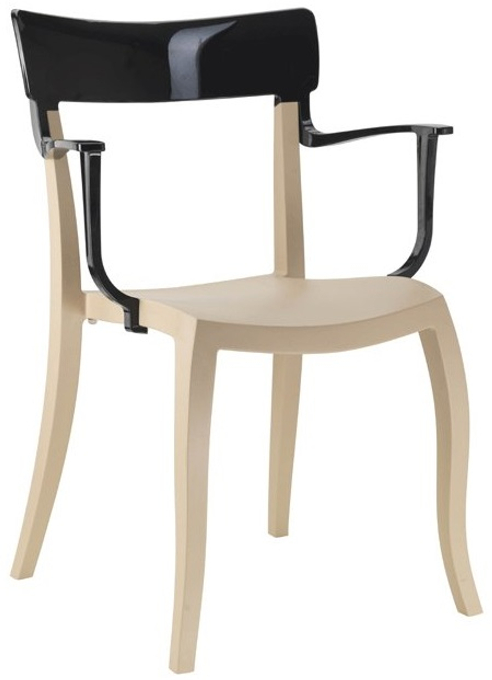 Кресло пластиковое Papatya Hera-K, песочный, черный