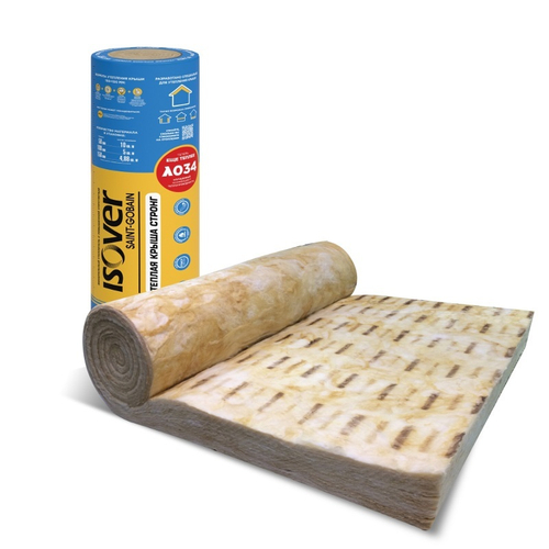 Утеплитель Изовер Теплая Крыша Стронг Рулон (1220х4000м) 150мм./4,88кв.м.,/0,732м3,  плотность 15 кг/1 м³