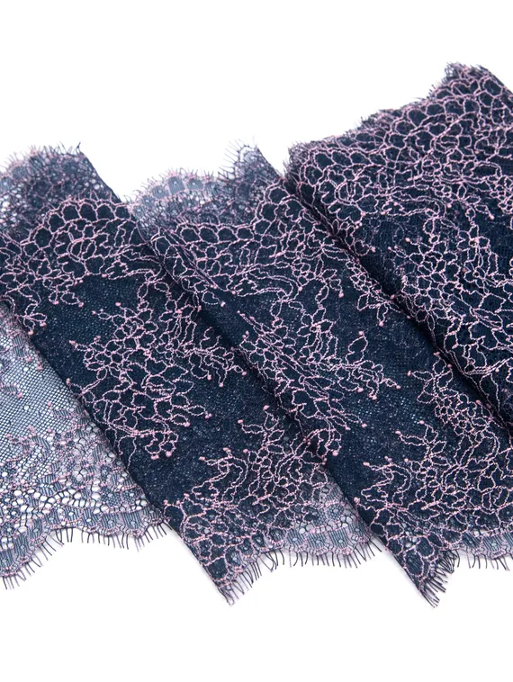 01-11 Кружево шантильи 21 см, сапфир/пудра