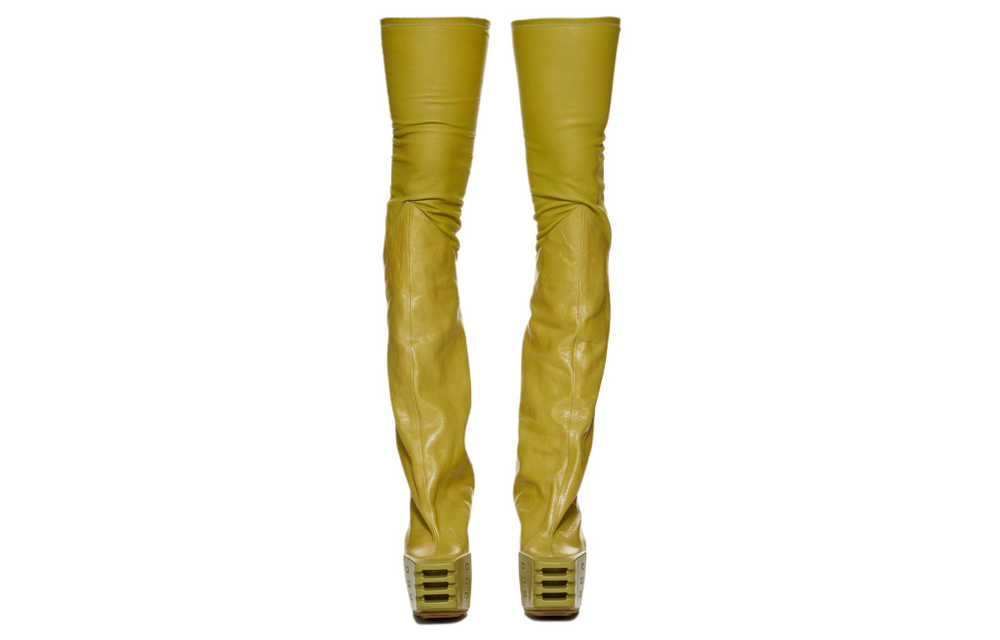 RICK OWENS/RO Over the knee Boots 12cm Men"s Acid Yellow