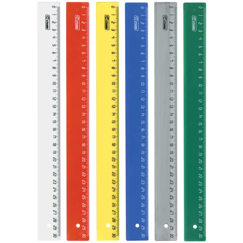 Линейка СТАММ 30 см, непрозрачная, ассорти