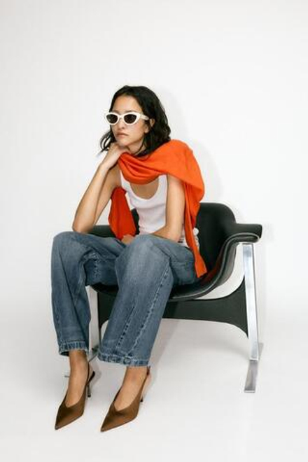 ZARA АТЛАСНЫЕ ТУФЛИ НА ВЫСОКОМ КАБЛУКЕ, КОРИЧНЕВЫЙ