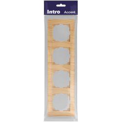Рамка для розеток и выключателей Intro Accent 6-504-11 на 4 поста, СУ, сосна | Intro