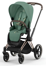 Коляска 3 в 1 Cybex Priam IV Rosegold complete и автокресло Aton S2 i-Size Moon Black Leaf Green