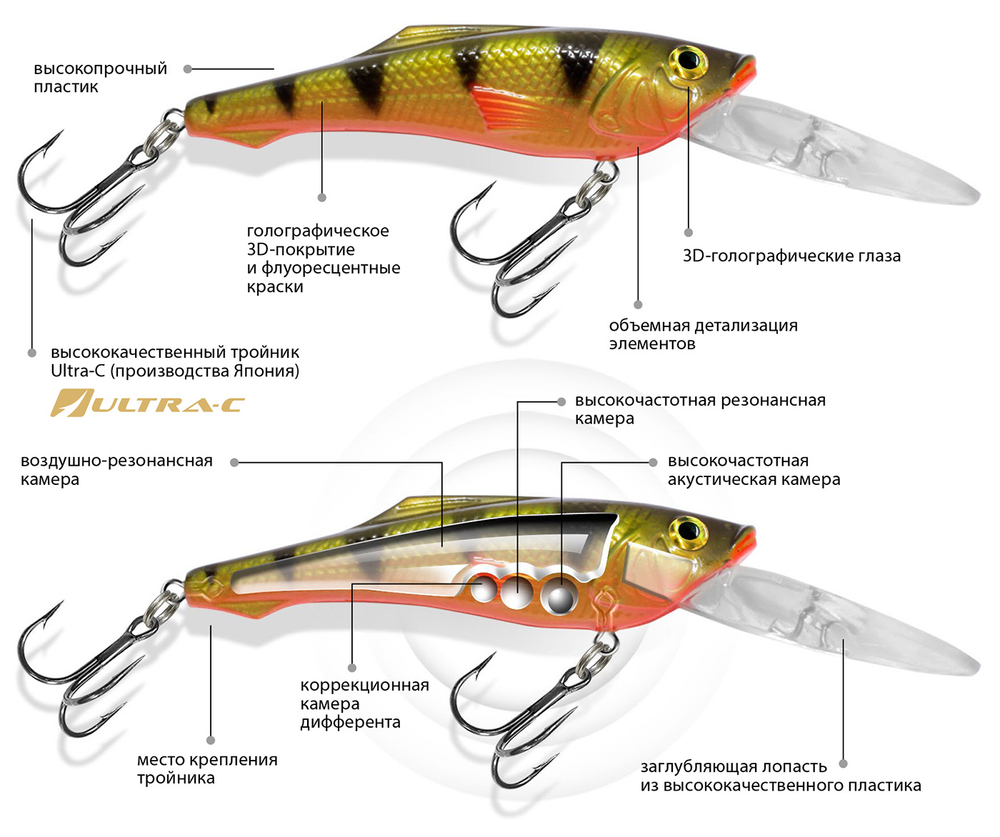 Воблер для рыбалки PIRATE 85mm,