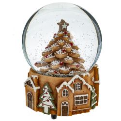 GAEM Фигурка декор в стекл шаре "Пряничная елка" (муз с ключ), D 10 см, L10 W10 H13,5 см