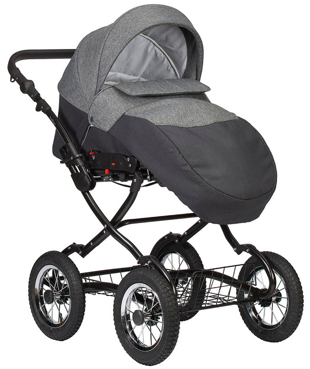 Детская коляска Indigo Charlotte Sity Classic 12 3 в 1 с автокреслом Avionaut Cosmo Cs04 черный/т.серый