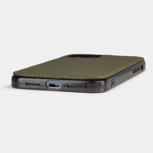 Чехол-накладка для iPhone 12/12Pro из кожи теленка, зеленого цвета