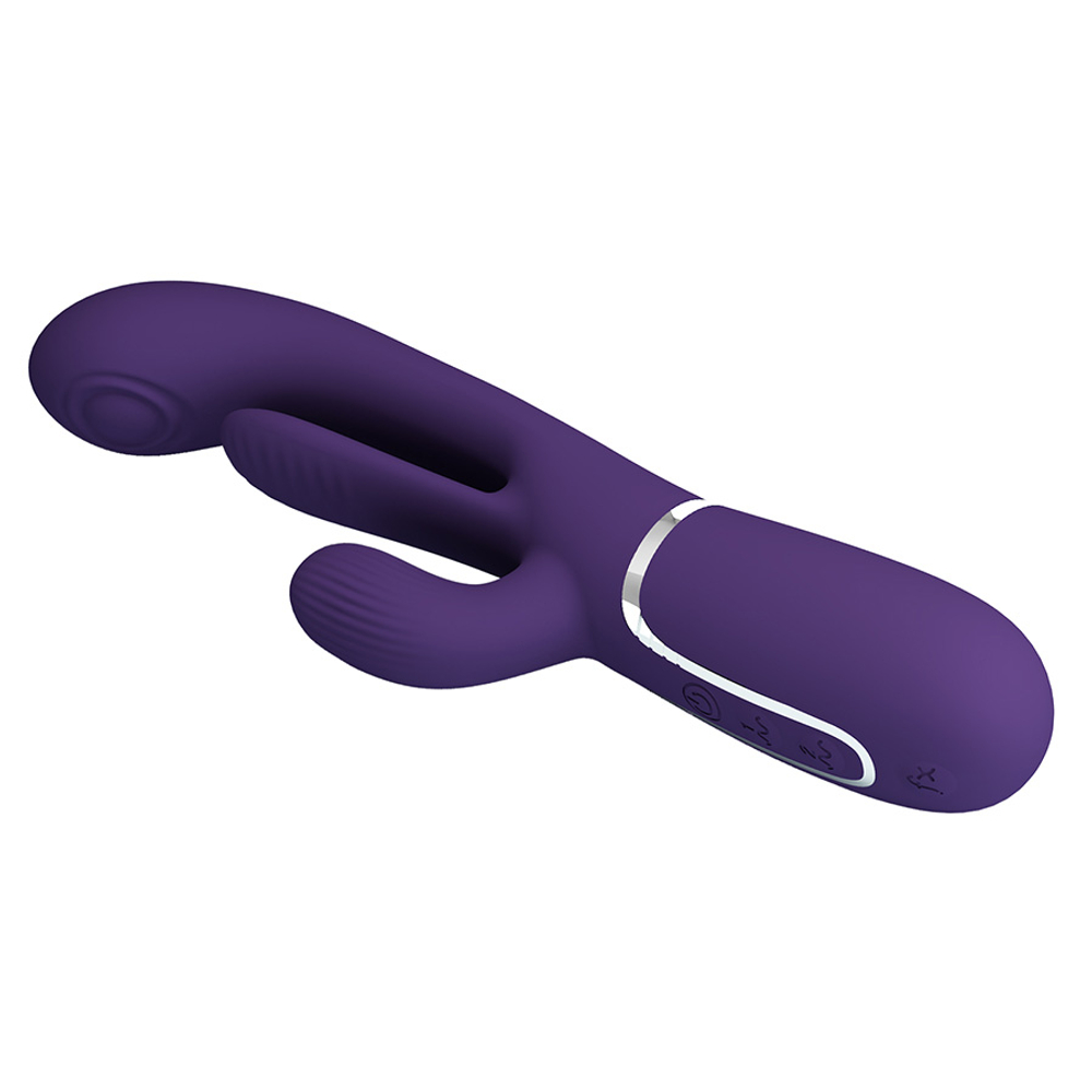 Сиреневый вибратор-кролик 22,2см с дополнительным язычком Pretty Love Triple Rabbit Multifuncional Vibrador BW-500041-2