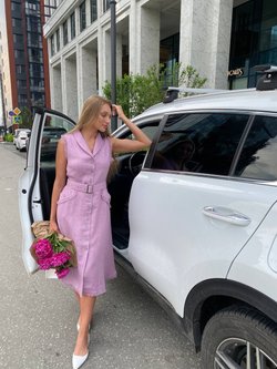 Платье розово-лиловое из твида