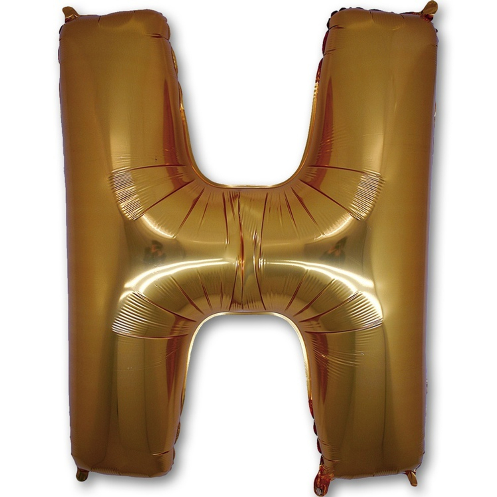 Фольгированная фигура, Буква Н 100 см Gold
