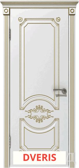Межкомнатная дверь Милана ПГ (Белая эмаль/Патина золото)