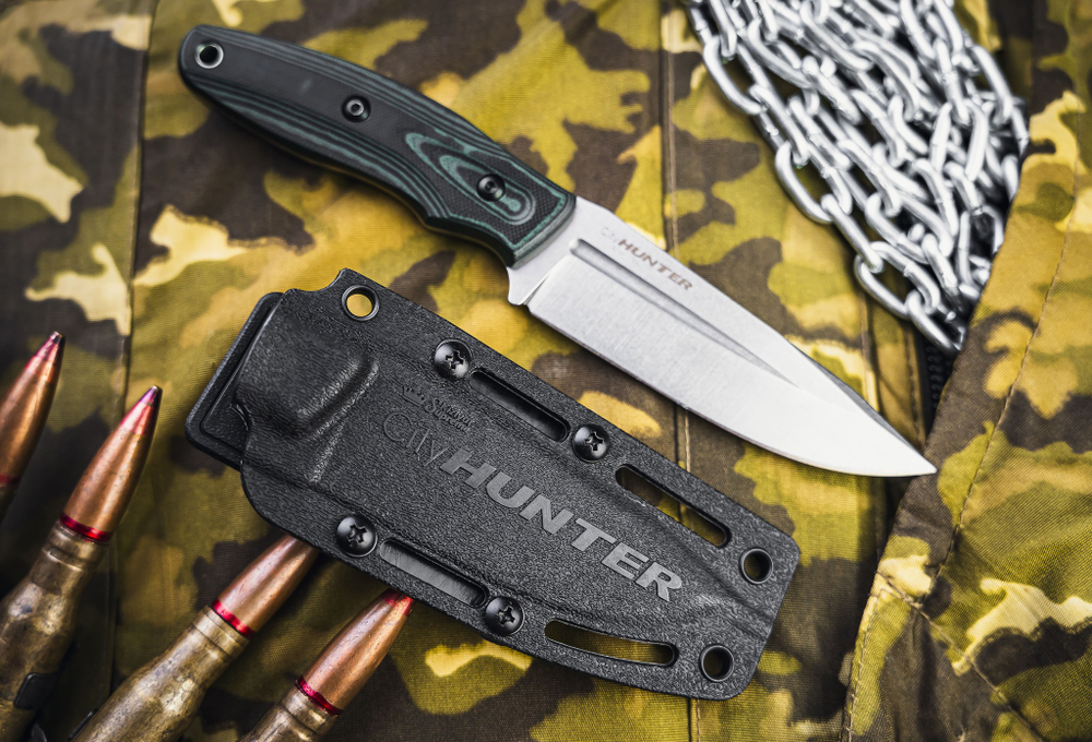 Туристичеcкий нож CityHunter Elmax Green-Black G10 Stonewash